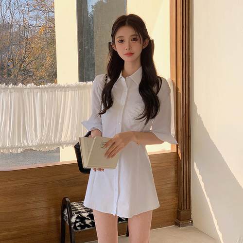 jk制服日系学院风白色衬衫连衣裙
