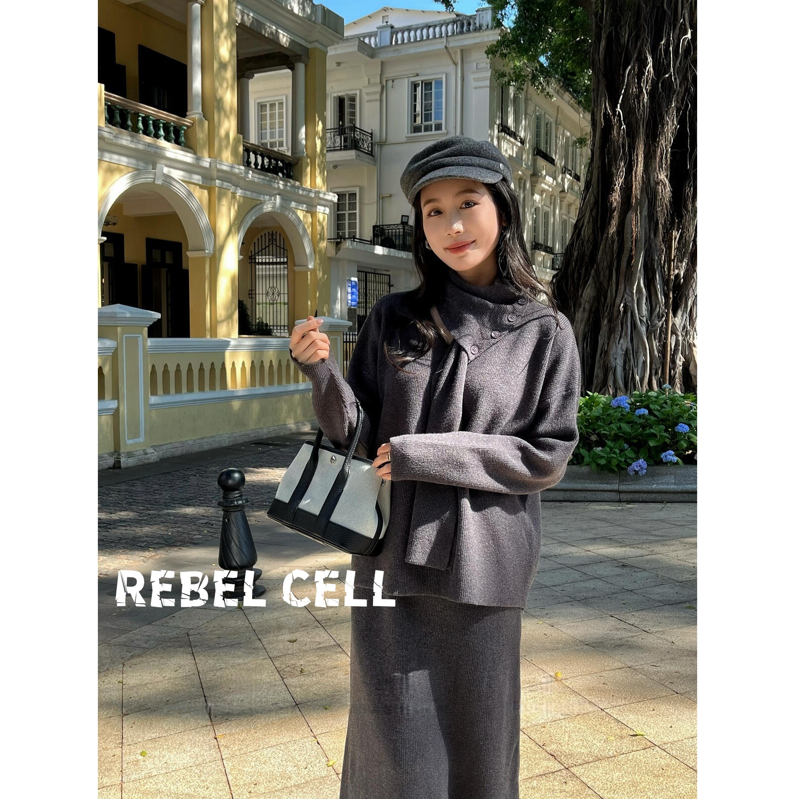 法式富家千金针织套装裙秋