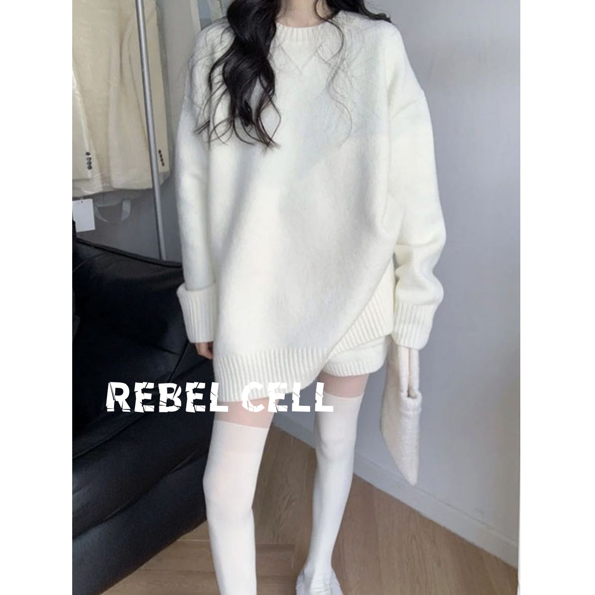 甜美辣妹炸街毛衣套装秋