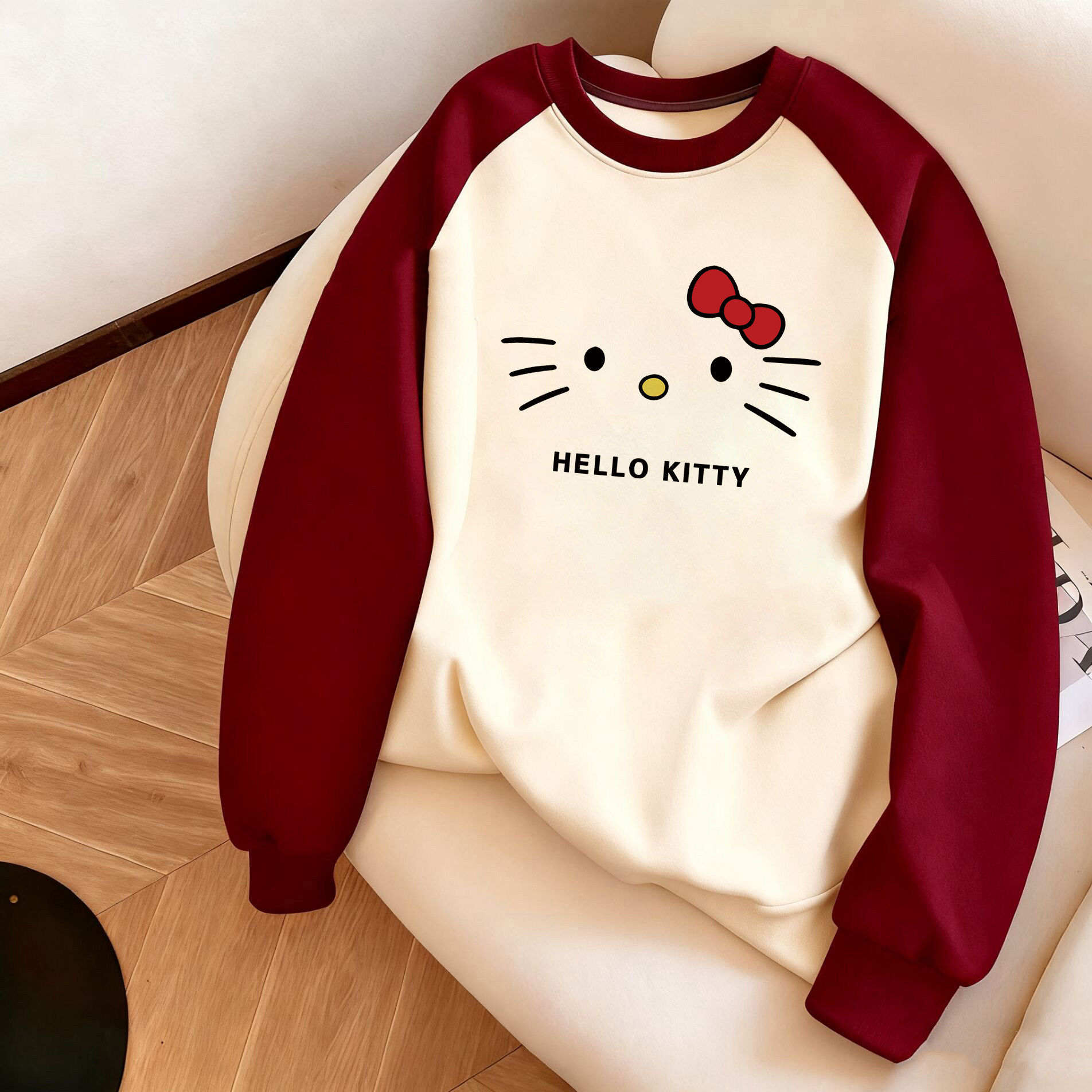 女童HelloKitty卡通插肩圆领卫衣春秋儿童宽松长袖休闲打底衫上衣,童装/婴儿装/亲子装,卫衣/绒衫,淘宝优惠券,粉丝福利购,淘宝优惠卷