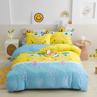 图美寝饰海绵宝宝四件套全棉儿童卡通可爱40支纯棉被套床笠款床品