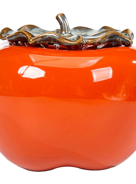 中国风柿子茶叶罐送老外礼物摆件