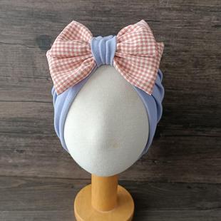 春秋纯棉婴儿帽子格子宝宝护囟门帽新生儿胎帽0 12个月印度帽