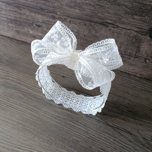 大弹力婴幼儿发带春夏款女宝宝满月百天周岁公主风蕾丝蝴蝶结头饰