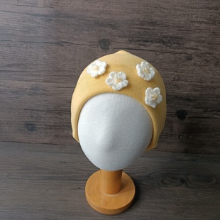 暖茉莉黄帽子婴儿帽子保暖女婴幼儿纯棉女初生宝宝冬季新生儿胎帽