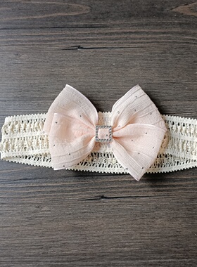 点钻韩粉婴儿发带女宝宝超仙蝴蝶结头饰婴幼儿满月百天公主发饰