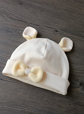 精灵耳朵婴儿帽子秋冬款新生婴幼儿套头帽女宝宝保暖无檐幼儿胎帽