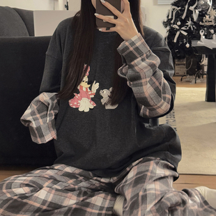 莫代尔可爱卡通韩系ins家居服套装 2025春秋季 长裤 睡衣女款 长袖