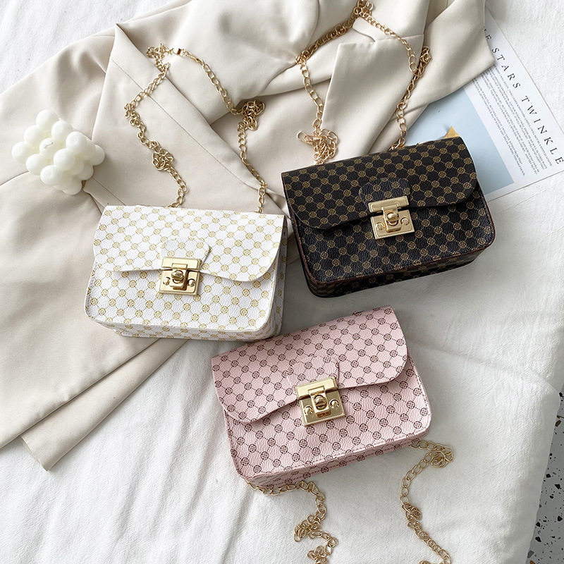 跨境女包2023夏韩版印花格子波纹锁扣链条小方包单肩斜跨手机包包,运动包/户外包/配件,挎包/拎包/休闲包,淘宝优惠券,粉丝福利购,淘宝优惠卷