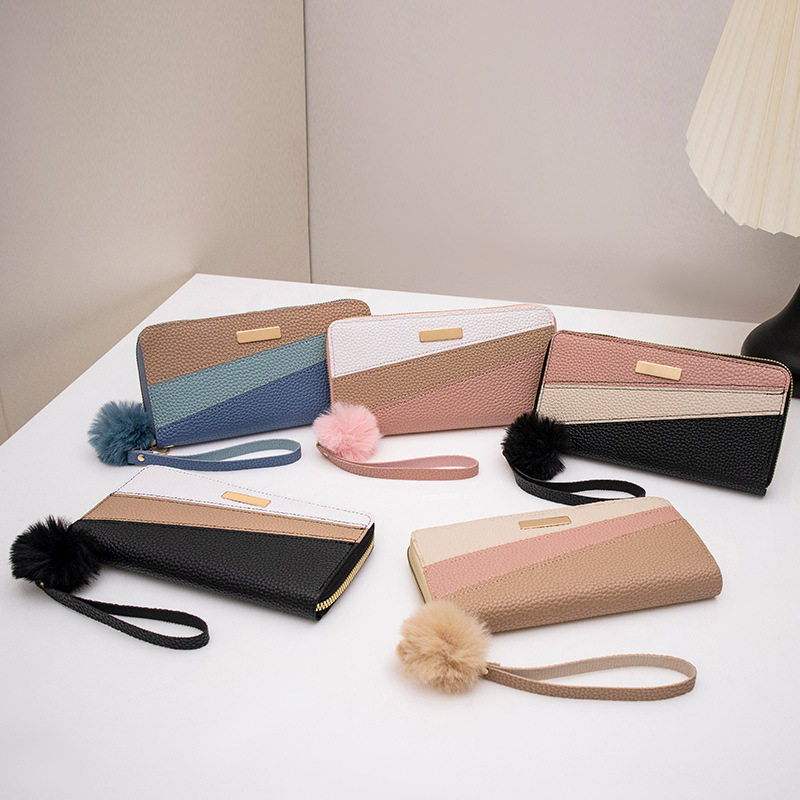 2023年新款铁片荔枝纹撞色长款单拉钱包可爱高颜值零钱包一件代发,箱包皮具/热销女包/男包,钱包,淘宝优惠券,粉丝福利购,淘宝优惠卷