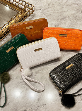 钱包女2023ladies bag欧美潮流鳄鱼纹长款女拉链钱包女士钱包