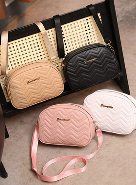 ladies bags跨境女包经典波浪绣花贝壳包休闲简约百搭斜挎包