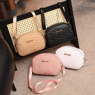 ladies bags跨境女包经典波浪绣花贝壳包休闲简约百搭斜挎包