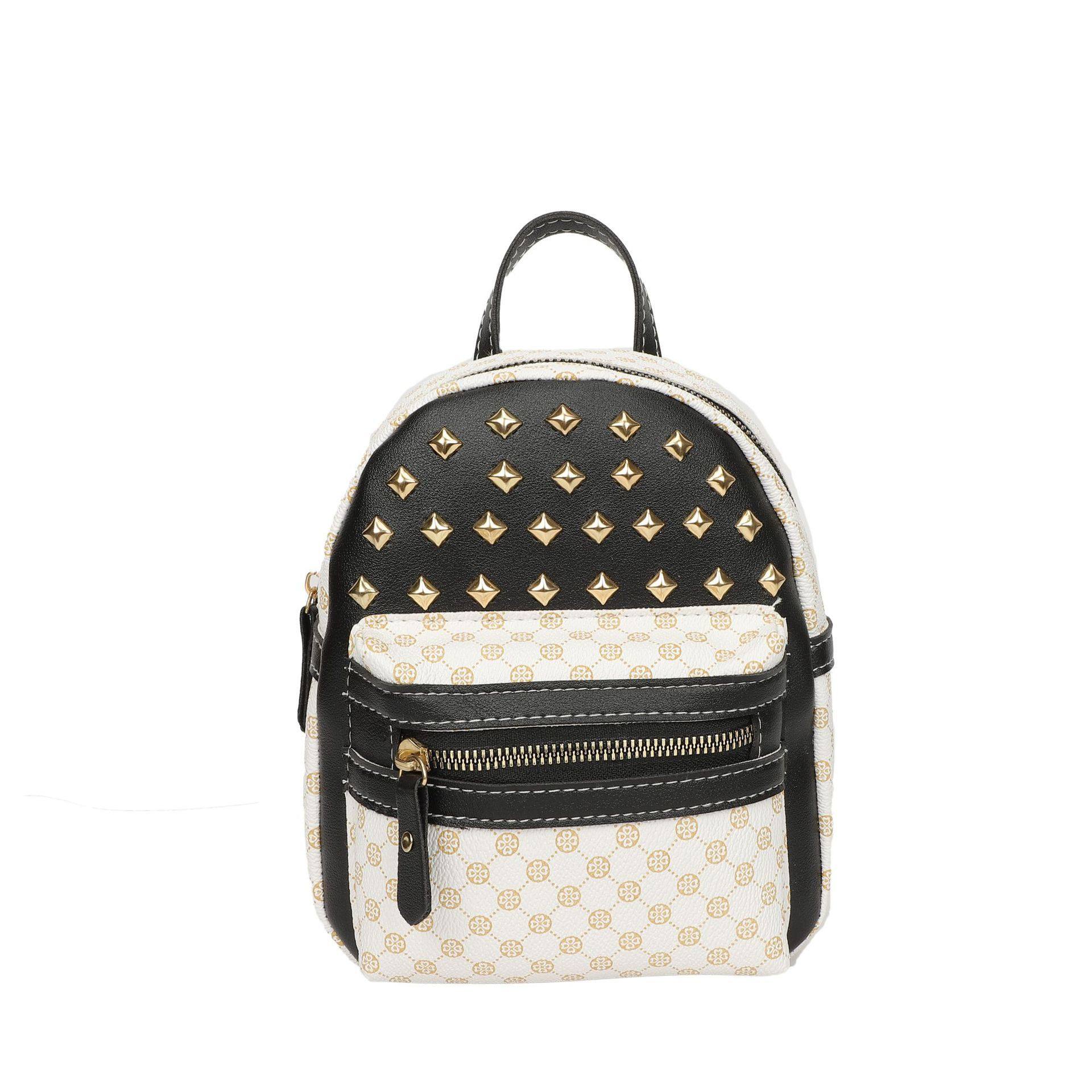 女包2022秋冬韩版印花圆点撞色铆钉双肩背包大容量简约手机包,运动包/户外包/配件,挎包/拎包/休闲包,淘宝优惠券,粉丝福利购,淘宝优惠卷