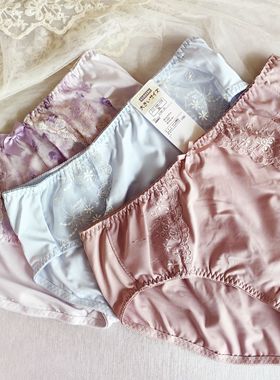 日单原牛奶丝拼蕾丝女士内裤三角裤超舒适三色入3L，4L，5L