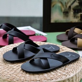 拖鞋 男复古怀旧黑色经典 硬底耐磨不臭脚轮胎纹越南橡胶泰国进口