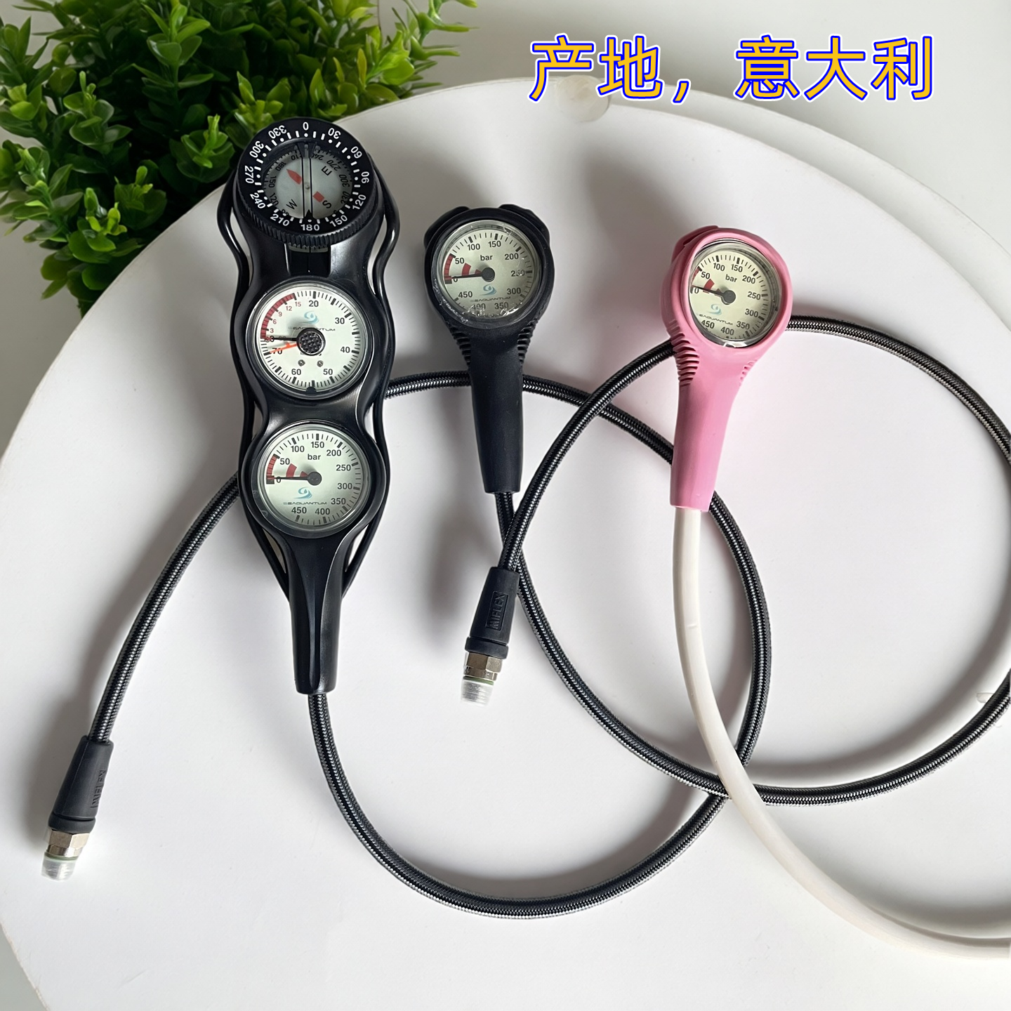 意大利潜水瓶压力表 氧气瓶二联 三联气压表潜水一联表余压残压表