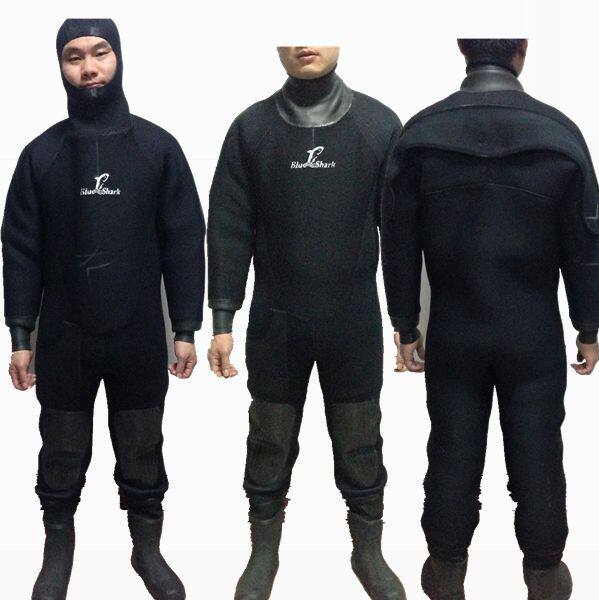 重潜工程带帽潜水干式服 防水潜水保暖衣水下打捞戴帽子潜水衣服