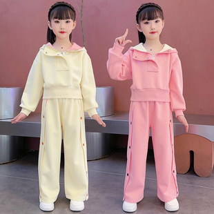 女童春秋休闲运动套装2025新款时尚洋气连帽卫衣网红长袖韩系穿搭