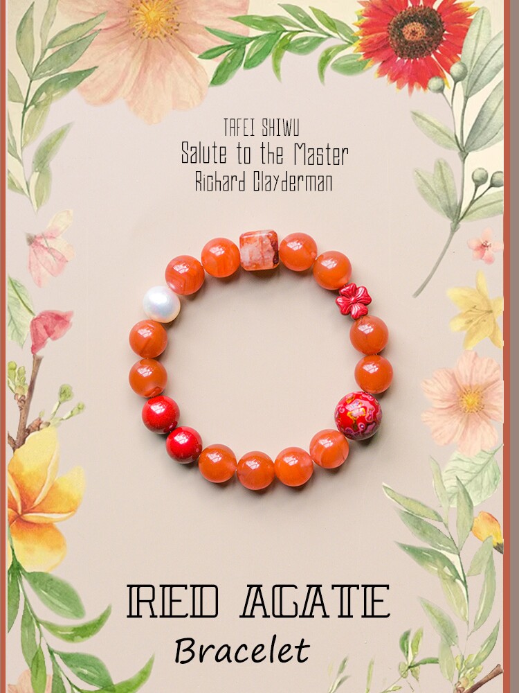 TAFE 장식품 천연 아이스 레드 남부 붉은 마노 팔찌 멀티 보물 마노 팔찌 러닝 링 여성을위한 우아한 선물