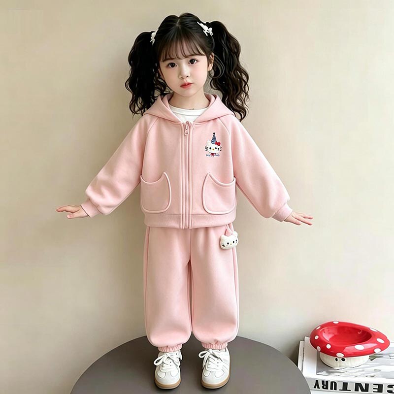 女童外套儿童秋装套装小女孩卡通连帽三件套女宝宝洋气时髦0607