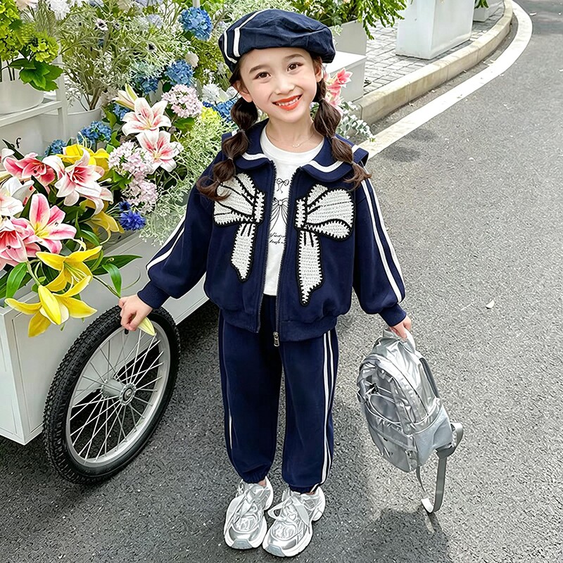 女童秋装套装女宝宝长袖时髦洋气三件套0602儿童春秋休闲运动童装