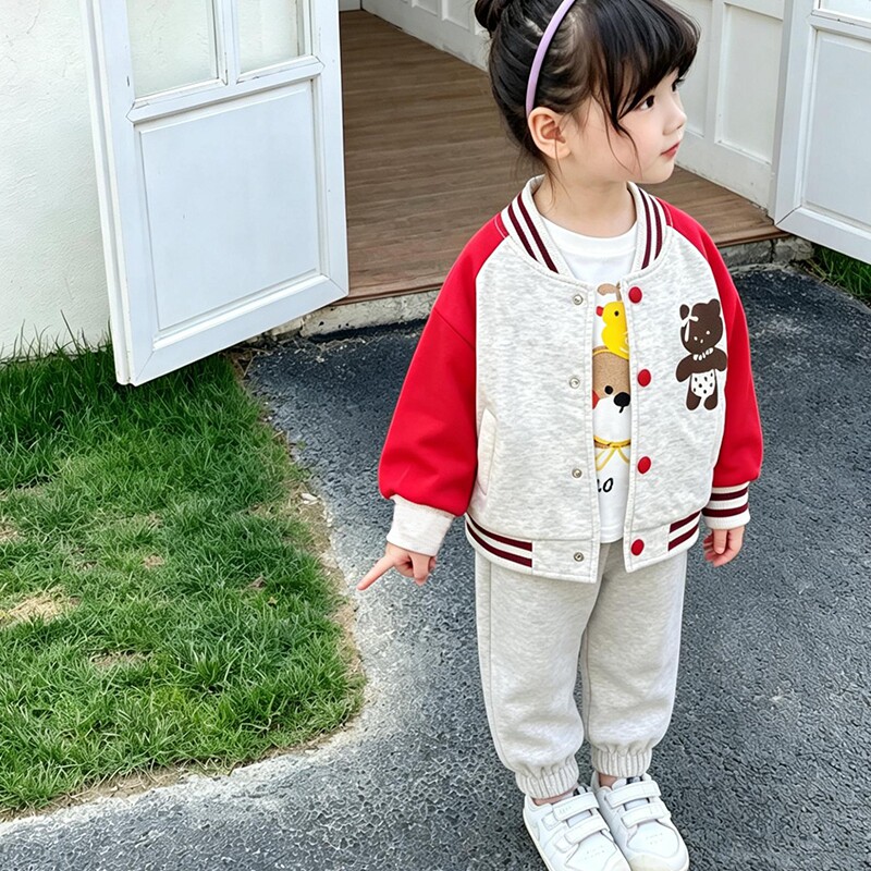 女童秋装套装女宝宝长袖运动外套儿童休闲童装三件套5635棒球服潮