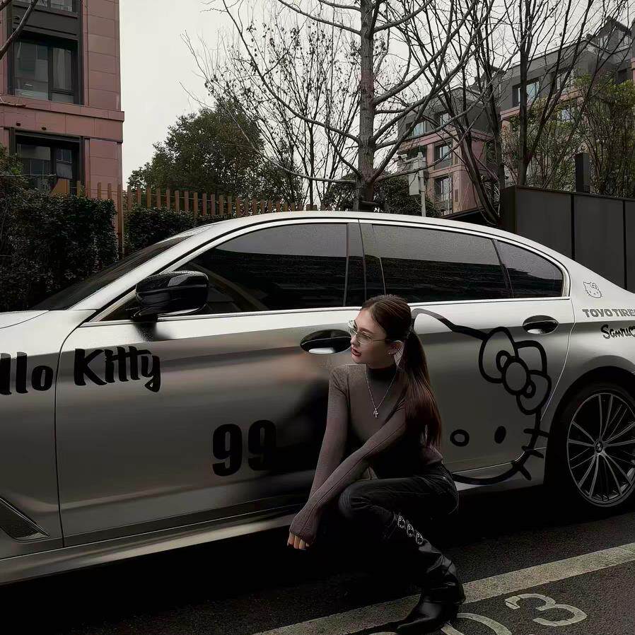 宝马5系KT猫车贴拉花530 3系4系奔驰c260 E300卡通凯蒂猫车身贴纸