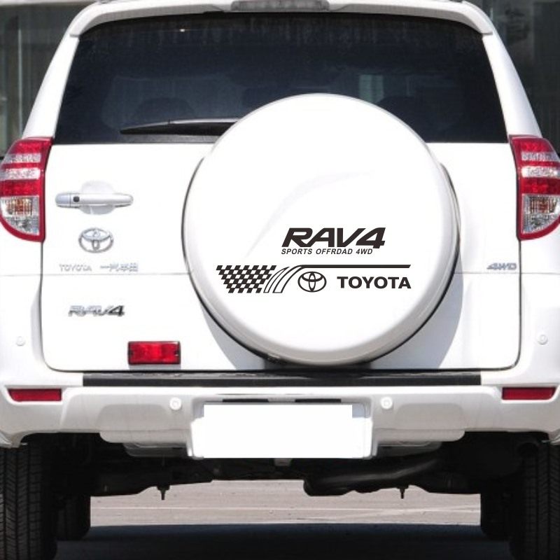 适用RAV4后背罩贴纸改装个性贴花彩条车身腰线后备胎罩贴画