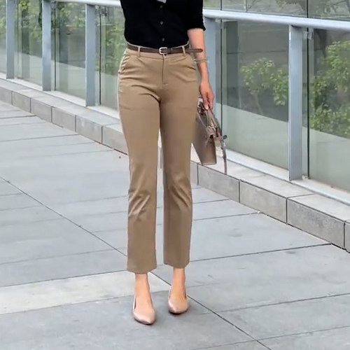 夏季女休闲透气九分小脚西装裤