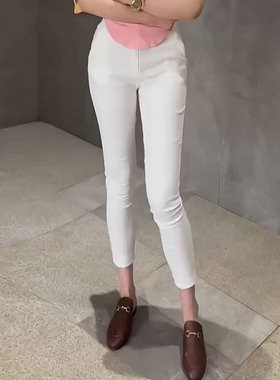 白色高腰显瘦弹力小脚牛仔裤子女