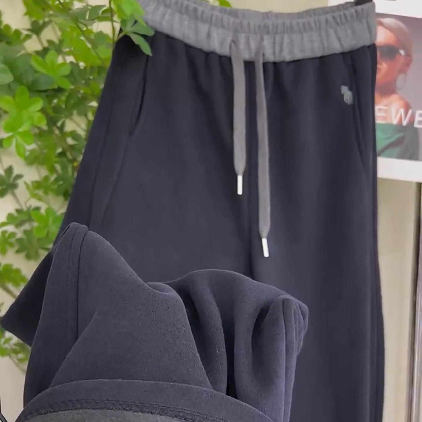 藏蓝色加绒加厚弯刀裤阔腿裤2025年新款女装显瘦显高宽松裤,女装/女士精品,大码裤装,淘宝优惠券,粉丝福利购,淘宝优惠卷