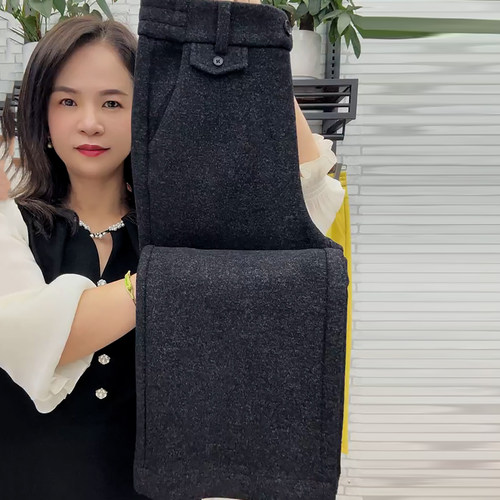 冬季加绒显瘦弯刀阔腿裤女