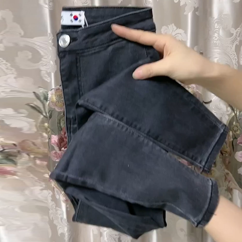 2025春秋冬新款复古高腰显瘦牛仔裤百搭小脚裤紧身弹力铅笔九分裤