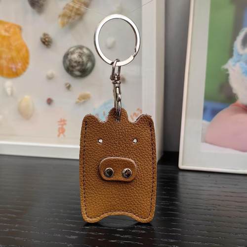 赤虎小猪真皮门禁卡套