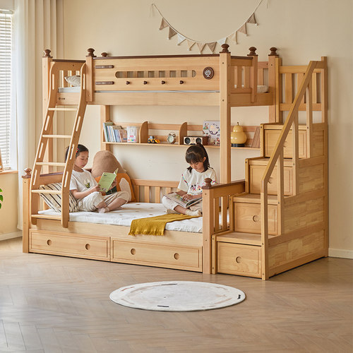 金多喜全实木小清新高低床上下铺