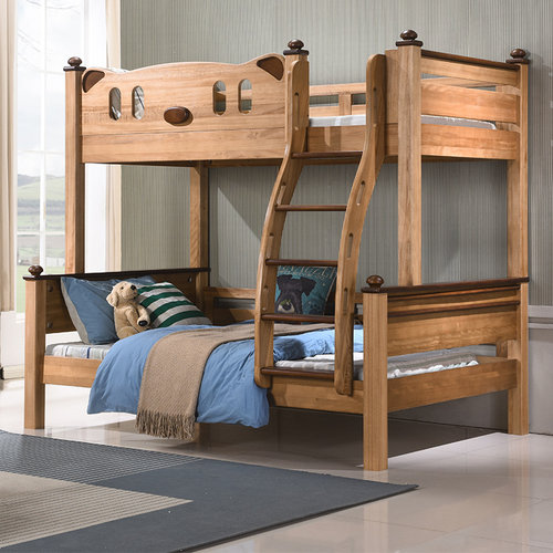 金多喜红檀木中古风小熊高低床