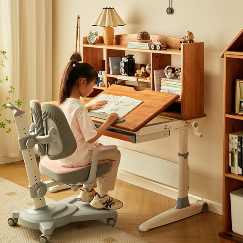 实木红檀木，木蜡油涂装，带书架