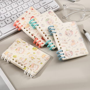 A7 64张捏扣轻便活页本（快乐萌宠）随记便签本学生可爱笔记本