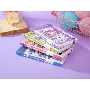 啵啵兔工厂48K绑带硬抄本weeks彩页手帐本学生日记记事本可爱卡通