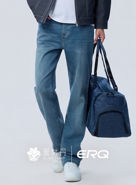 ERQ901中腰宽松直筒牛仔男裤弹力