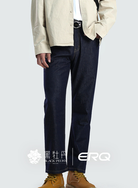 ERQ[抗掉色面料]901男士宽松直筒裤男士牛仔裤休闲男款复古活性染