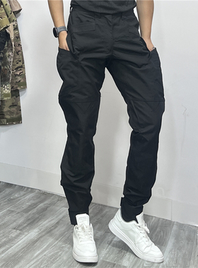 春秋男户外战术黑色长裤直筒休闲防水收束脚多袋指挥官耐磨帅修身