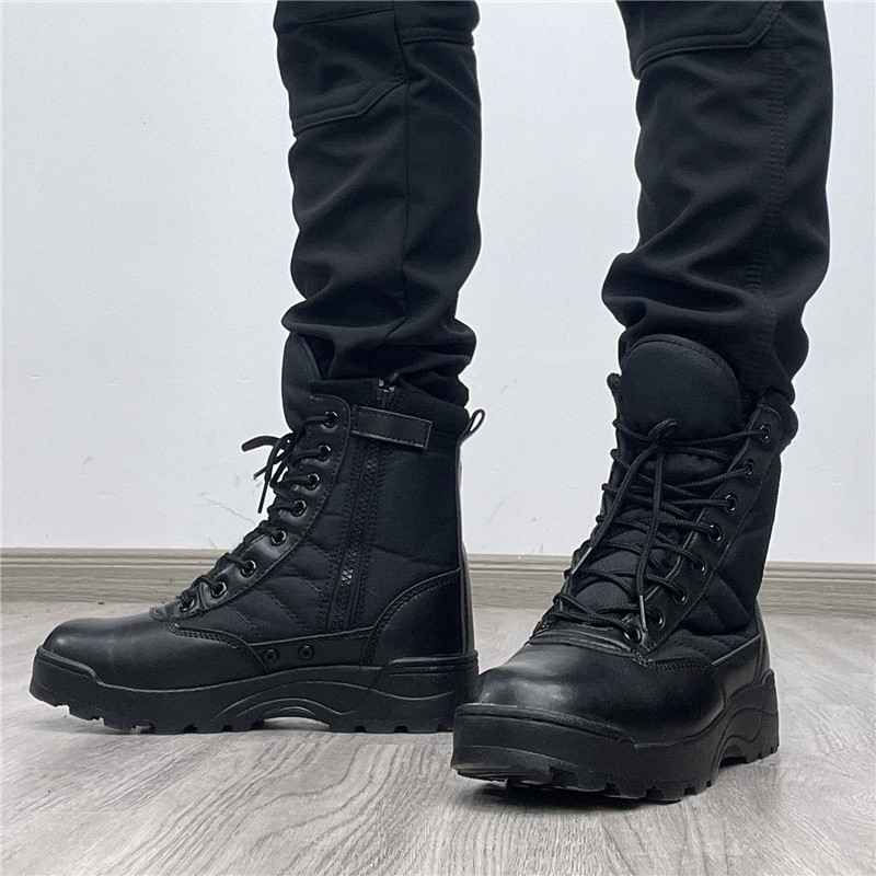 冬季加绒保暖棉鞋男女户外战术高帮马丁靴沙漠登山透气侧拉链一体