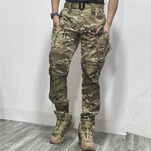 新春秋男户外弹力CP迷彩战术长裤束脚冲锋裤耐磨防水直筒工装登山