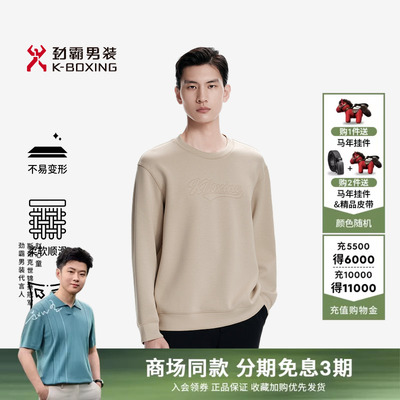 劲霸男装男士外套秋季松弛感时尚小肌理提花套头卫衣│BTWN3309