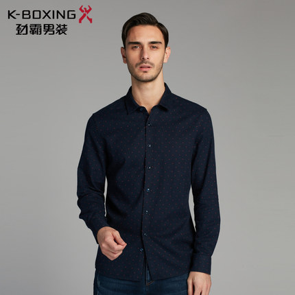 劲霸秋冬男士波点长袖衬衫商务修身衬衫男士长袖衬衫|FCCJ4359