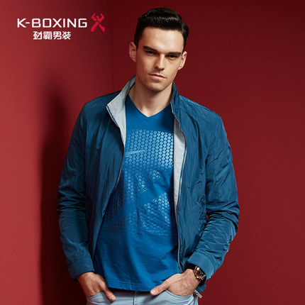 劲霸夹克 男士修身立领短款商务免烫夹克 春季新款百搭男装薄外套