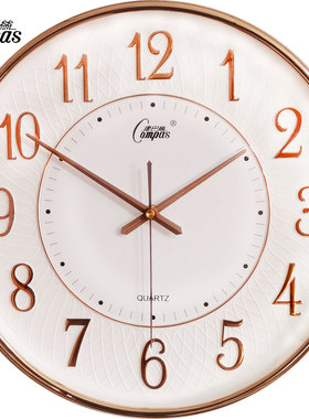 康巴丝客厅挂钟静音日历温度卧室钟表现代时钟万年历石英电子钟表