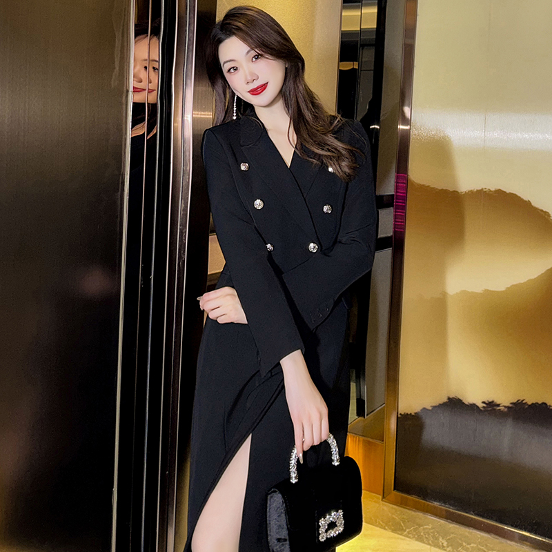 时尚职业英伦风黑色外套大衣